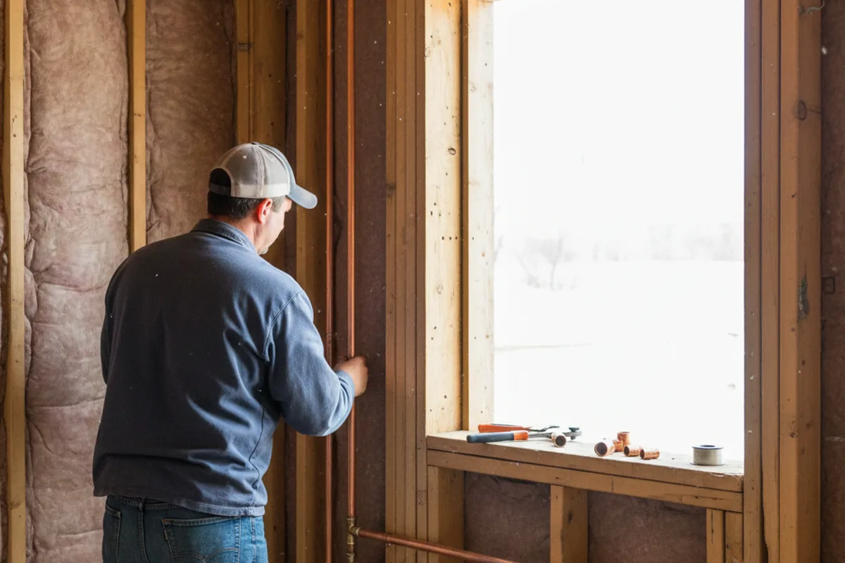 Licensed plumber running new copper supply lines in a Manassa home