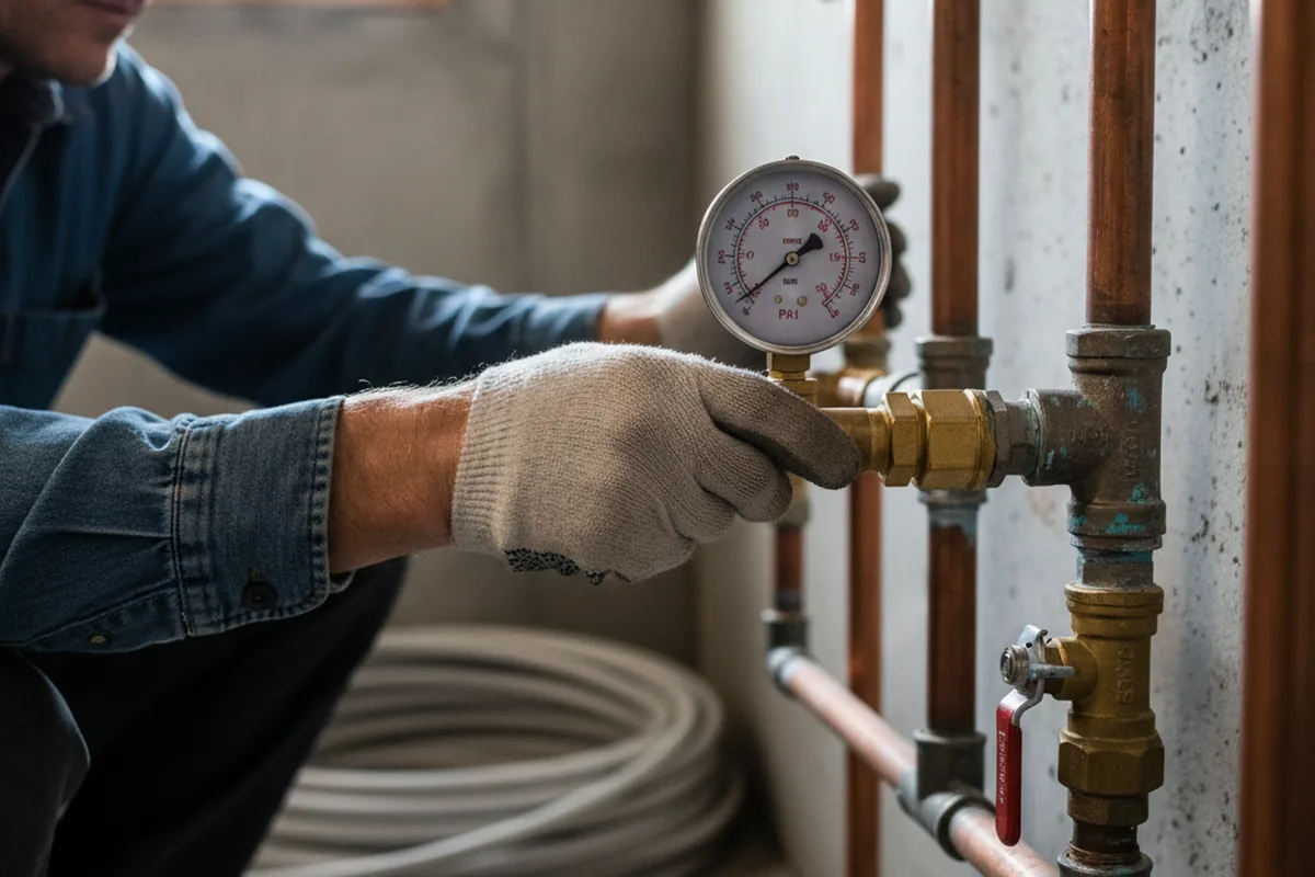 Pressure testing a repaired line during Water Line Repair in Manassa
